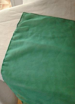 Зеленый шифоновый полупрозрачный однотонный шарф2 фото