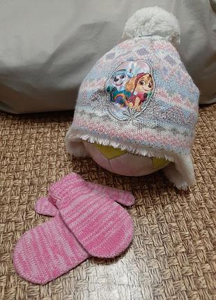 Набор зимняя шапка и перчатки