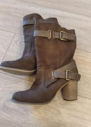 Шикарні чоботи замшеві ботильйони з ременями!!!