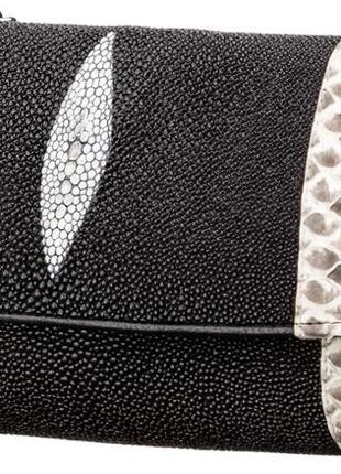 Сумка - клатч stingray leather 18219 з натуральної шкіри морського скату чорна