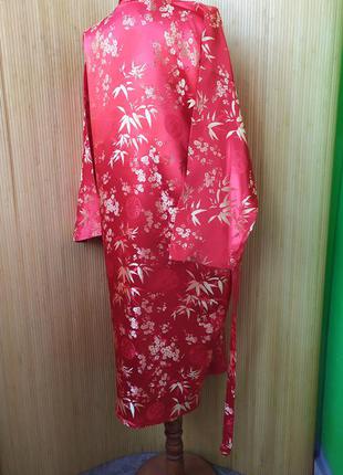 Халат кимоно  натуральный шелк красный с золотом китай4 фото