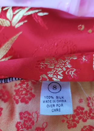 Халат кимоно  натуральный шелк красный с золотом китай6 фото