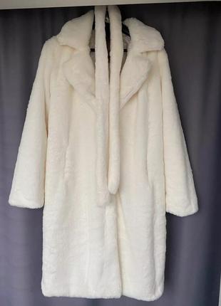 Эко шуба белая из меха кролика зимняя искусственная шубка плюшевое пальто роскошная женская1 фото