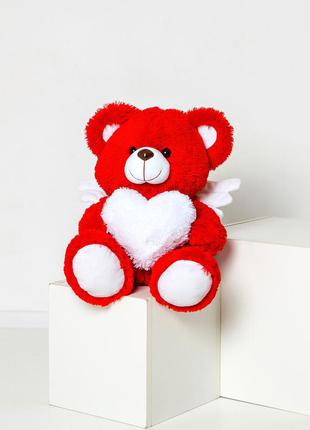 М'яка іграшка ведмідь червоний плюшевий ведмедик з серцем і крильцями 60см2 фото