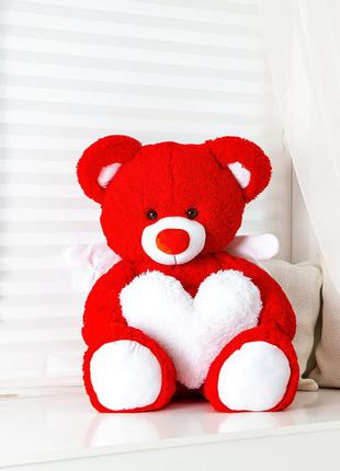 Мягкая игрушка медведь плюшевый красный мишка с сердцем и крылышками 110 см