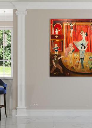 Авторская большая картина маслом интерьерная "кабаре"