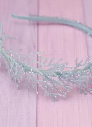 Стильный новогодний обруч ободок голубой