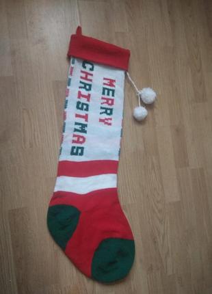 Огромный новогодний носок для подарков на стену, камин