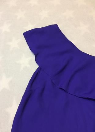 Блузка женская шифоновая на одно плечо фиолетовая с рюшей2 фото