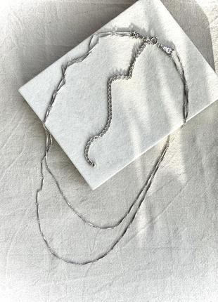 Цепочка длинная ожерелье япония винтаж ретро цвет серебро