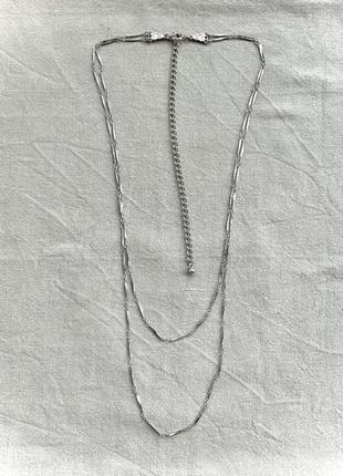 Цепочка длинная ожерелье япония винтаж ретро цвет серебро3 фото