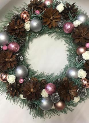 Новорічний віночок на двері/ різдвяний віночок на двері