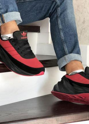Р.44, 45  кроссовки  adidas sharks (красно/черные) зима