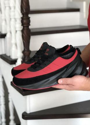 Р.44, 45 кросівки adidas sharks (червоно/чорні) зима2 фото
