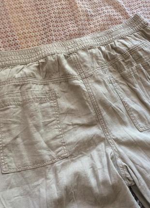 Лляні штани натурального кольору з вишивкою george8 фото
