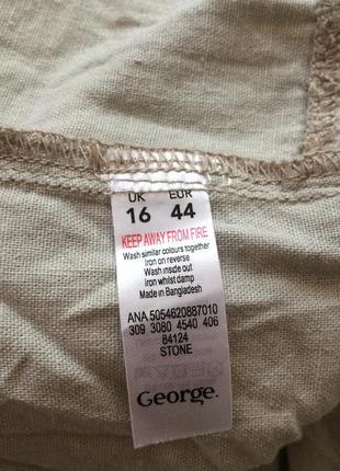 Лляні штани натурального кольору з вишивкою george9 фото