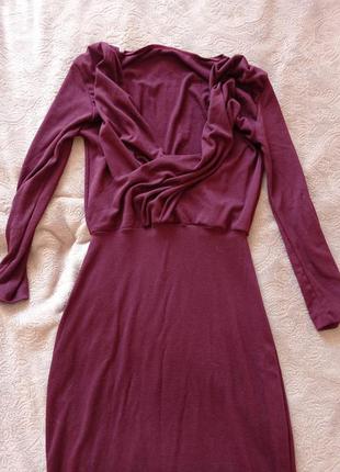 Плаття бордового кольору, з красивою спиною5 фото