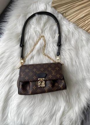 Трендовая женская кожаная сумочка в стиле louis vuitton favorite brown коричневая9 фото