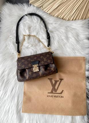 Трендовая женская кожаная сумочка в стиле louis vuitton favorite brown коричневая2 фото