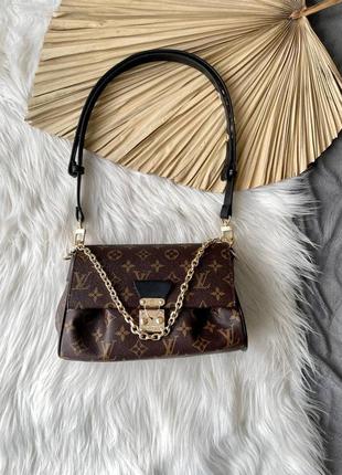 Трендовая женская кожаная сумочка в стиле louis vuitton favorite brown коричневая7 фото