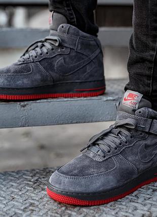 ❄️nike air force high grey winter❄️ високі зимові кросівки найк форс з хутром, чоловічі зимні кросівки найк