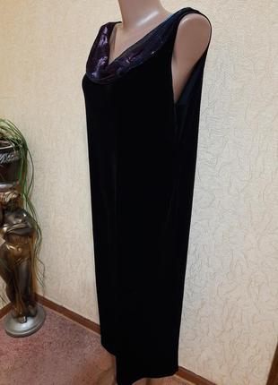 Нарядное велюровое платье с украшением  батал миди3 фото
