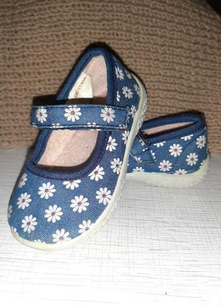 Джинсовые туфельки для девочки grünland в цветочки
