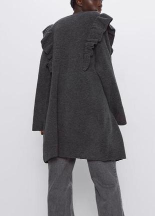 Стильное трикотажное  пальто  zara серого цвета3 фото