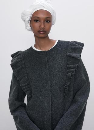 Стильное трикотажное  пальто  zara серого цвета4 фото