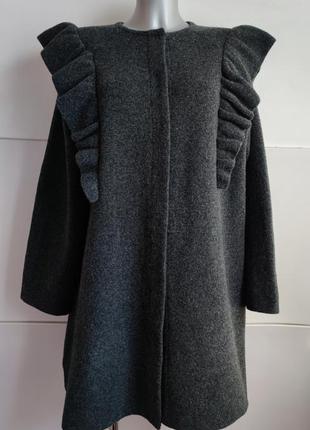 Стильное трикотажное  пальто  zara серого цвета6 фото
