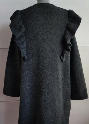 Стильное трикотажное  пальто  zara серого цвета9 фото