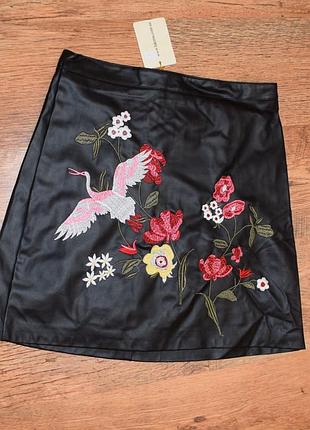 Юбка черная вышивка турция