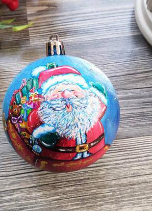 Елочная игрушка новогодний шар ручная работа дед мороз
