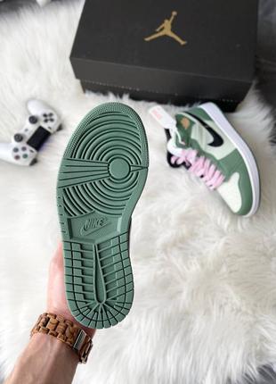 Nike air jordan 1 retro mid 'dutch green' брендові зелені високі кросівки найк джордан зелені високі модні кросівки6 фото