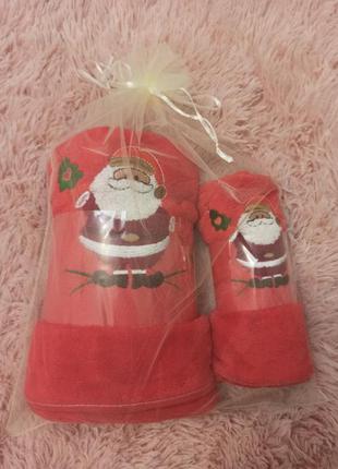 Новорічний набір м'яких пухнастих рушників банне і для рук/особи