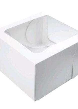 Коробка с окошком белая (25х25х20) для торта. без ручек.2 фото