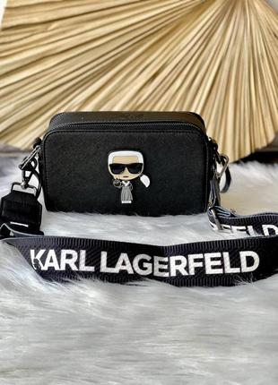 Крутая женская сумочка в стиле karl lagerfeld multi pochette black клатч чёрная