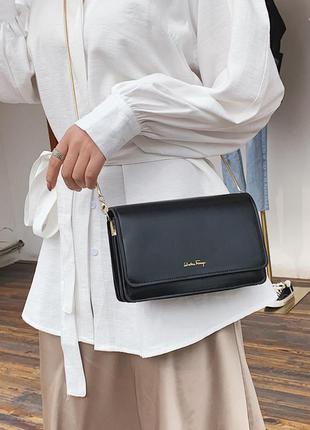 Женская сумка "белла" черная. сумочка через плечо черного цвета3 фото