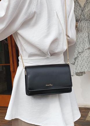 Женская сумка "белла" черная. сумочка через плечо черного цвета4 фото
