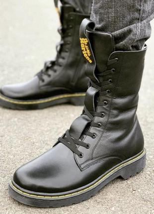 Шкіряні зимові черевики, берци dr. martens nappa black