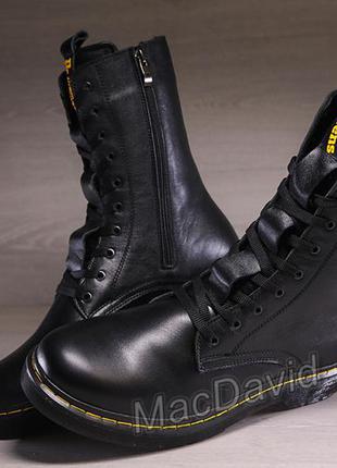 Шкіряні зимові черевики, берци dr. martens nappa black4 фото