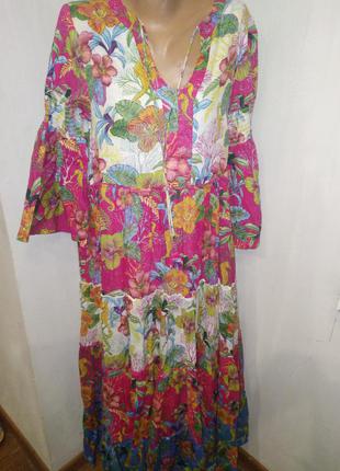 Р 40 m peace+love платье коттон в пол натуральное полностью коттон очень красивое в реале