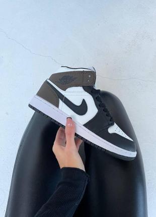 Nike air jordan 1 retro “dark mocha” fur  женские кроссовки найк аир джордан