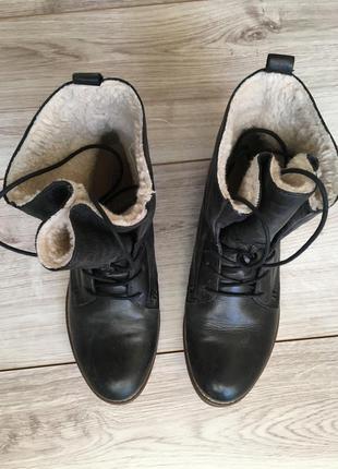 Кожаные зимние теплые утепленые сапоги ботинки полусапожки бренд pier one германия оригинал5 фото