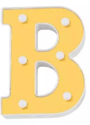 Объемная буква b led маленькая 16 на 14 см золотистый