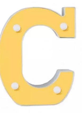 Объемная буква c led маленькая 16 на 14 см золотистый