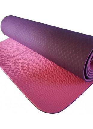 Килимок для йоги та фітнесу power system yoga mat premium ps-4060 purple2 фото