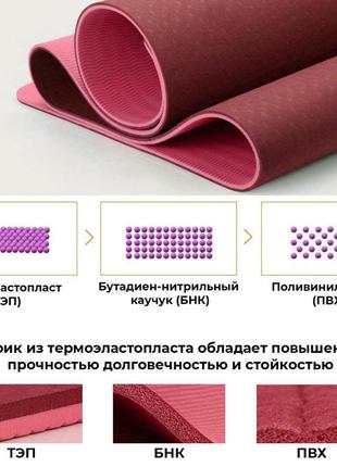 Килимок для йоги та фітнесу power system yoga mat premium ps-4060 purple4 фото