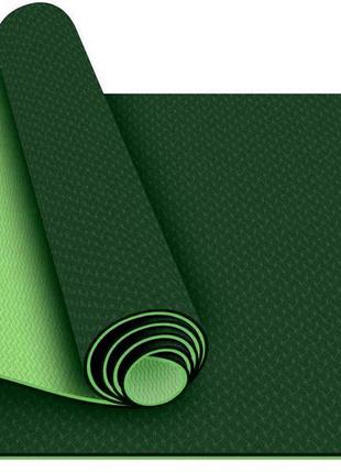 Коврик для йоги и фитнеса power system yoga mat premium ps-4060 green6 фото