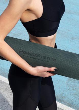 Коврик для йоги и фитнеса power system yoga mat premium ps-4060 green4 фото